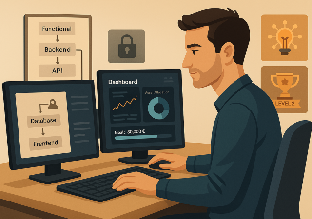 Développeur travaillant sur une application de gestion de portefeuille financier personnalisé
